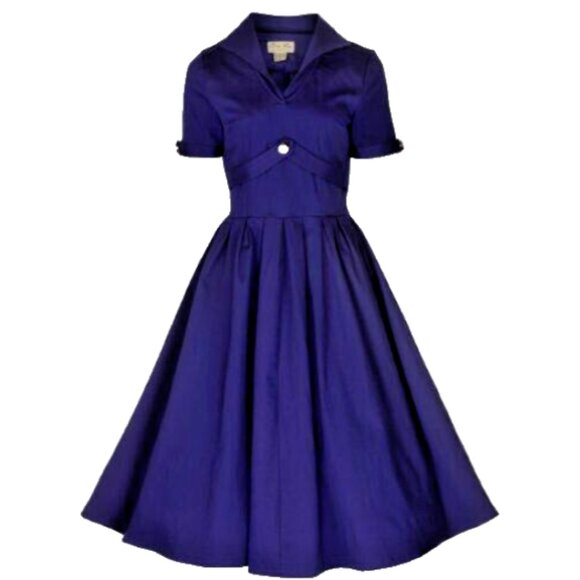 Lindy Bop Circle Skirt Dress "Claudette" Small Retro Navy Blue NWT Vintage Style - Picture 1 of 11